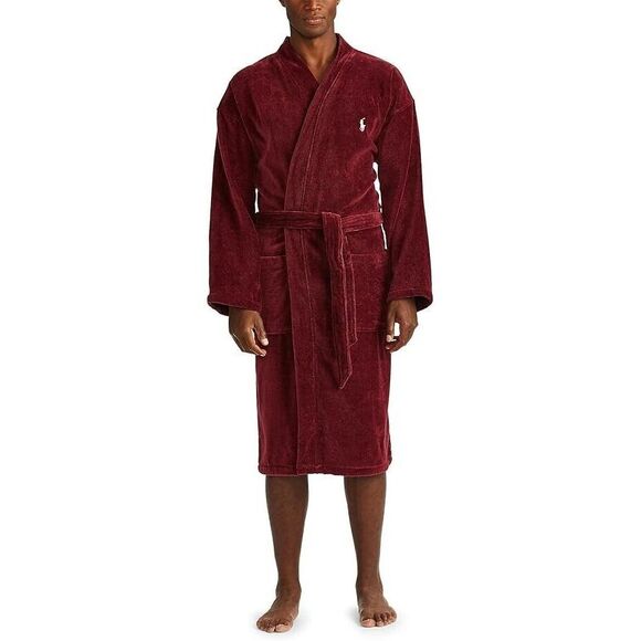 Polo Ralph Lauren RL91WW-00D Men's Sz S/M Classic Wine Terry Shawl Robe - Picture 7 of 9